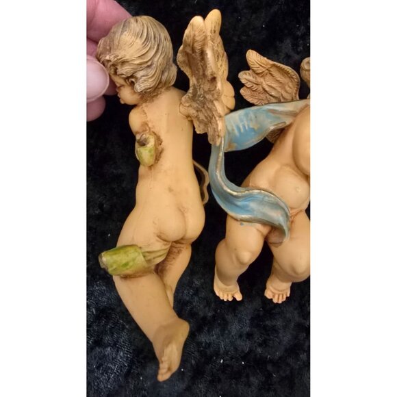 5" Cherub Angel Figurines Vintage Depose Italy Fontanini Playing Flute Mandolin - Picture 6 of 13